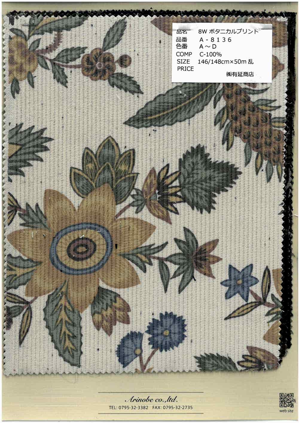 A-8136-OUTLET 8W Botanical Print[Textile / Fabric] ARINOBE