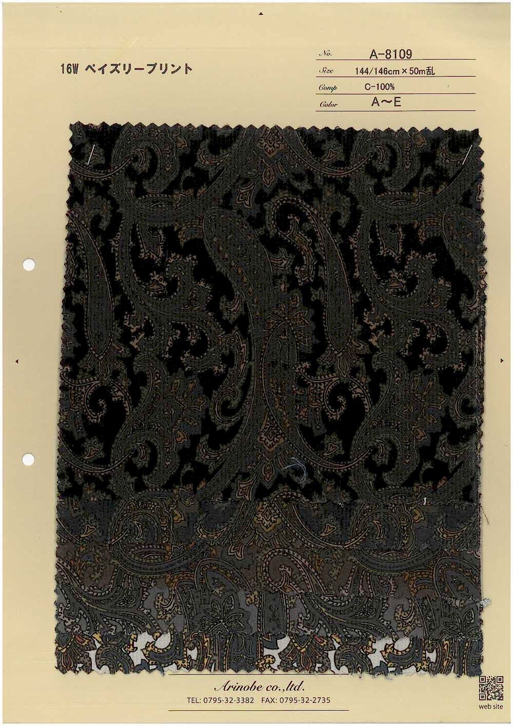 A-8109-OUTLET 16W Corduroy Paisley Print[Textile / Fabric] ARINOBE