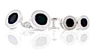 CU925-2G EXCY LEGEND Sterling Silver Cufflinks & Stud Set Onyx