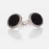 A-1-C Sterling Silver Formal Cufflinks Onyx Silver Round