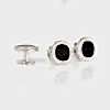 A-1-S Sterling Silver Stud Button Onyx Silver Round